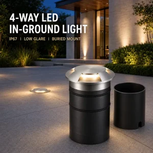 4 Sides Emitting LED Underground Light Four Transparent PC Cover IP67 Waterproof Square Buried Lamp for Garden Plaza Walkway