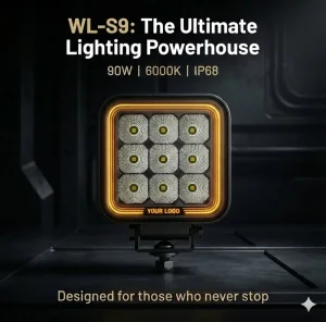 4.5in 90W Square Work Light Flood Beam White Amber Position Light for Tractor Construction Lights