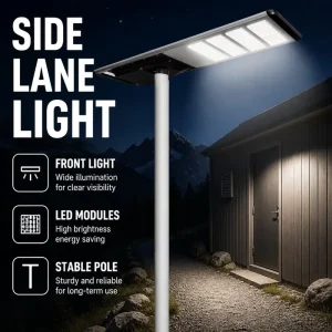 400W All-in-One Solar Street Light, Aluminum LED Lamp for Side Lanes, Villas, Paths, and Walkways
