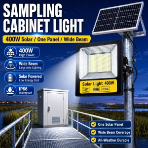 400W Solar LED Flood Light Outdoor High Power ABS Lens Design Ultra Bright Portable Camping with Remote Light Timer Control