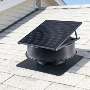 40W Black Solar DC15V 12 inch Axial Roof Exhaust Fan with Ball Bearing Aluminum Alloy Blades OEM Customizable