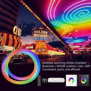 40mm Smart Pixel SPI RGB RGBW 360 Degree LED Neon Tube Remote Control Ceiling Installation 3D Bending IP67 Waterproof Neon Flex