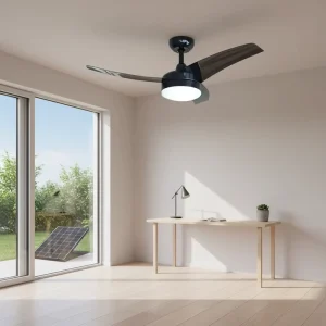 42-Inch IP68 Waterproof Solar-Powered Ceiling Fan with LED Light and DC Motor