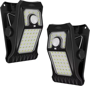 45LEDs Solar Lights Outdoor Clip Motion Sensor Lights 3 Modes 3 Mounting Ways USB Charge Waterproof Security Light