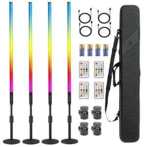 4Pack RGB Led Tube Light Bar Stand for DJ Parties Wedding Dance Photo Booth Stage Lighting