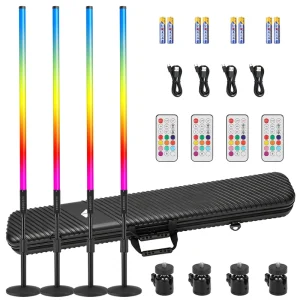 4ft 5000mAh Battery-Powered RGB LED Tube Light with Stand for Video Studio, Party, DJ, and Stage Lighting