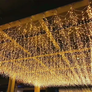 4m X 0.6m Outdoor Christmas Decorative LED String Lights Waterproof Ice Icicle Curtain for Garden Xmas Decorations