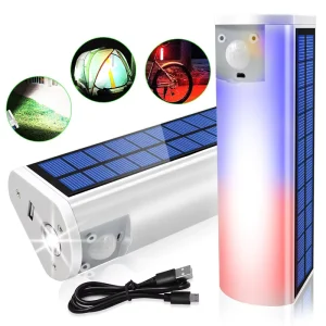 5-in-1 Solar Camping Light with Power Bank Portable Emergency Flashlight Outdoor Travel Lantern Car Strobe Warning Light