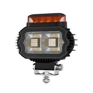 5.5 Inch 6400LM LED Flood Work Light 9 36V White+Amber Warning Flashing Beacon Auxiliary Lamp for Tractor Truck Digger