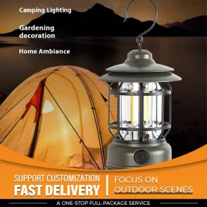 50000-Hour LED Camping Lantern Barbecue Tent Light Outdoor Lamp for Night Market Stall Warm White