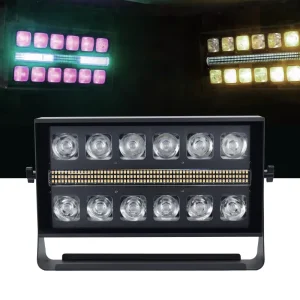 500W LED Wall Washer Strobe Light 12x20W 4-in-1 RGBW DMX512 RDM with Auxiliary Lighting Strip