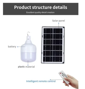 50W 100W Rechargeable Solar LED Bulb Lamp Flower Design IP65 Waterproof Remote Control For Camping Tent Garden Home