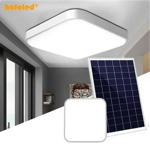 50W 100W Remote-Controlled Square Waterproof Outdoor Solar Panel LED Ceiling Lamp for Indoor/Outdoor Use