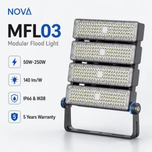 50W 250W Modular LED Flood Light IP66 Outdoor Tunnel Industrial Lighting 140lm W