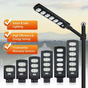 50W 300W IP65 ABS All-in-One SMD LED Solar Street Light with Motion Sensor and Dimming for Garden and Outdoor Use