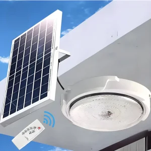 50W IP65 Waterproof Solar Ceiling Light for Outdoor Balcony, Courtyard, and Garden with Auto On/Off and Rechargeable Battery