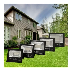 50W Motion Sensor Exterior Solar Flood Light LED Source Featuring Photocell Sensor and Tempered Glass Lens