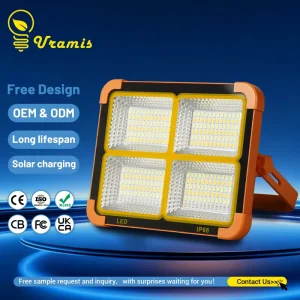 50W Solar Powered ABS IP66 Adjustable Portable LED Flood Light USB Battery Rechargeable Camping Emergency Work Light Warehouse