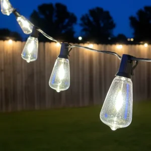 50ft Hanging 25 Shatterproof LED Edison Bulb IP65 Waterproof Solar Powered G40 Globe Bistro String Lights For Outdoor Christmas