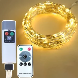 50pcs LED Copper Lamp String 5M IP65 Tree Style Rechargeable USB Battery Outdoor Christmas Festival Decorative Light String Wire