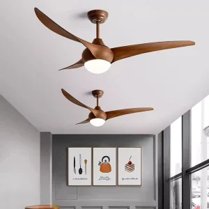 52-Inch 3-Blade LED Decorative Ceiling Fan Light Remote Control Dimmable Metal Construction for Dining Rooms