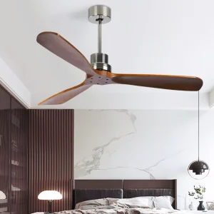 52-Inch Ceiling Fan with Solid Wood Blades, No Lamp, Remote Control