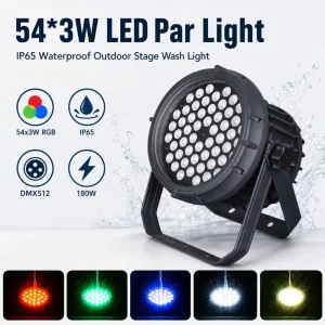 54x3W RGB LED Par Light IP65 Waterproof Outdoor Stage Wash Light DMX512 LED Par Can for Stage Park Building Events