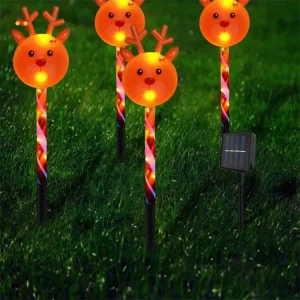 5PCS Pentagram Santa Claus Star Candy Cane Solar LED Garden Stake Light Outdoor Waterproof RGB Garden Home Lamp