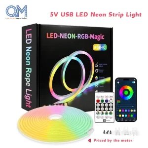 5V LED Neon Light Strips Smart APP Control RGBIC LED Neon Light Strips IP65 Outdoor Led Strip Lights Waterproof Neon Flexible