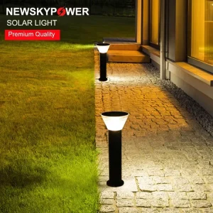 5W 12W Solar LED Lawn Bollard Light for Patio Yard Walkway Driveway Path Courtyard Outdoor Waterproof Lamp