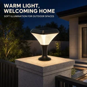 5W Diamond-Shaped Solar Fence Post Light Outdoor Waterproof LED Pillar Lamp Warm White for Villa Wall Entrance Patio