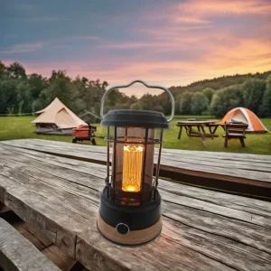 5W LED Dimmable Portable Solar Powered Lanterns Rechargeable Retro Vintage Natural Bamboo Garden Home Decoration Hiking Camping