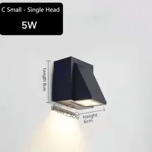 5W Single Head LED Waterproof IP65 Aluminum Square Wall Lamp Garden Corridor Outdoor 3000K 3500K Warm White CRI80