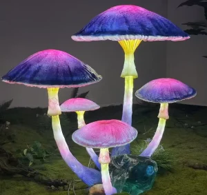 5pcs Mushroom Lamp Ornament Sculpture Light Fantasy Fiberglass Mushroom Lamp for Avatar Scene Garden Decor