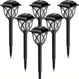 6 Pack LED Solar Garden Lights Waterproof Outdoor Warm White Lighting for Patio Landscape Planter Walkway & Garden Decor