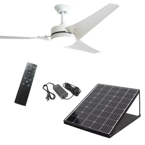 60-Inch Solar Ceiling Fan with Light, 60W Solar Panel, DC Motor, App and Remote Control