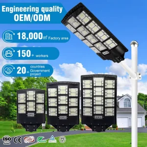 600-1000W 3000-6000K Waterproof Solar Powered LED Street Light for Yard Outside with Motion Sensor