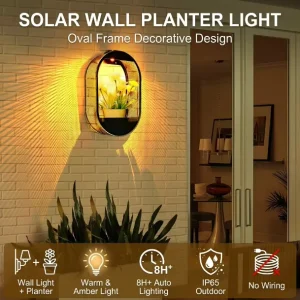 6000K Outdoor Solar LED Flower Basket Garden Wall Light