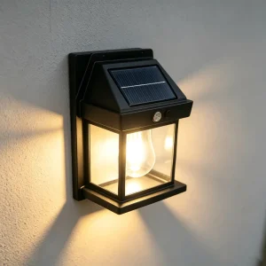 600LM LED Solar Wall Lamp with Motion Sensor IP65 Waterproof 3 Lighting Modes Filament Lantern for Garden Patio Doorway