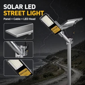 600W IP66 Waterproof LED Solar Street Lights Aluminum Body Remote Control with Battery for Outdoor Road Garden Project Use