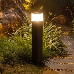 60CM Outdoor Aluminum LED Square Pillar Light IP65 Acrylic Shade AC 220V 3500K Warm White Voice Motion Sensor Lighting