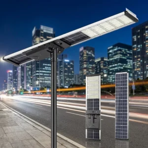 60W 80W 100W IP66 Solar Street Light with Monocrystalline Panels Motion Sensor & Remote Control for Public Use