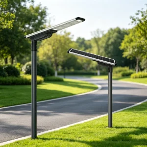 60W All in One LED Solar Street Light IP66 Waterproof Microwave Sensor Remote Control Integrated Solar Street Lamp Manufacturer