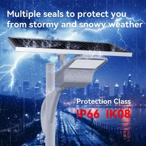 6500K Super Bright 100W Integrated Panel LED Solar Streetlight Energy Saving High Efficiency Waterproof IP66 Road Street