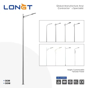 6M Taper Pure Glossy Conical Round Street Light Pole With Single Arm Hot dip Galvanized > 75um