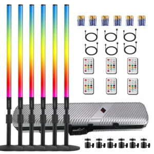 6Pack 4ft 4800mAh Battery RGB Led Tube Light Bar Stand With Traveling Case for DJ Dance Party Stage Lighting