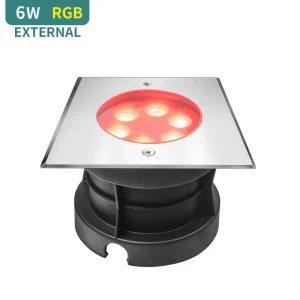 6W Square RGB External LED Underground Light Stainless Steel 316L Ground Lamp Bulb Inground Lamps 4 Wires Connection