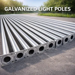 6m/9m/10m/12m/15m Hot-Dip Galvanized Single-Arm Street Light Pole, Q235 Steel, Octagonal, Base Plate