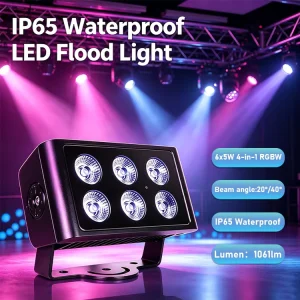 6x5W RGBW 4in1 IP65 Waterproof 20 40 Beam Angle CRI80 Aluminum Alloy LED Wash Light DMX512 Outdoor Building Stage Lighting