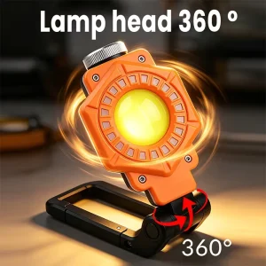 7-Mode Portable RGB COB LED Rechargeable Camping and Work Light with Magnetic Stand, Spotlight, Outdoor Emergency Lamp
